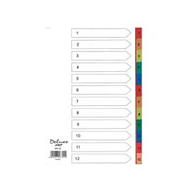 Deluxe Divider Plastic Colored A4 with numbers 1-12