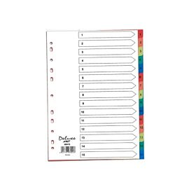 Deluxe Divider Plastic Colored A4 with numbers 1-15