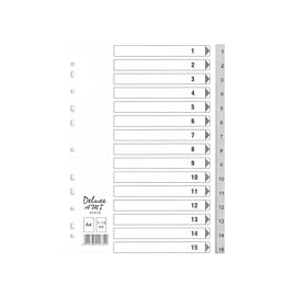 Deluxe Divider Plastic PVC Grey A4 with numbers 1-15
